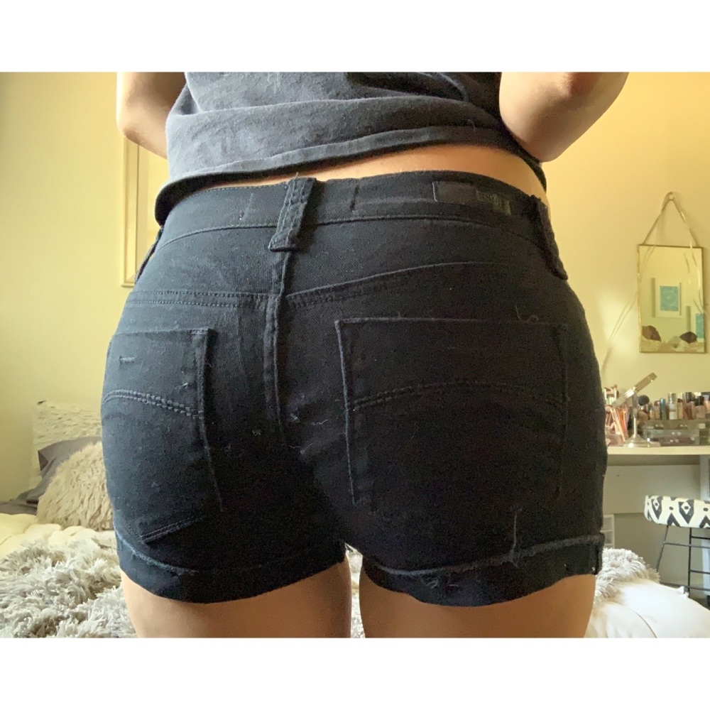 Black cuffed shorts